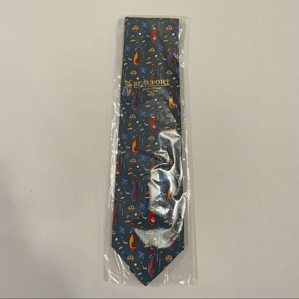 Vintage Beaufort Golfers Tie Made in Italy & Pure Silk NWT!